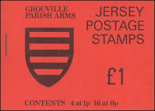 Jersey Markenheftchen 0-18, Grouville Parish Arms, nicht durchgezähnt **