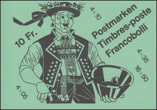 Suisse Carnets de marques 0-80, coutumes populaires 1985, ** post-fraîchissement