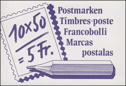Suisse Carnets de marques 0-84, Transport postal: Le facteur 1988, **
