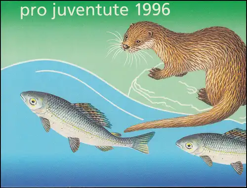 Schweiz Markenheftchen 0-107 Pro, Juventute Fischotter und Äsche 1996, **