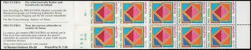 Suisse Carnets de marques 0-90, Pro Patria Art contemporain 1991, **