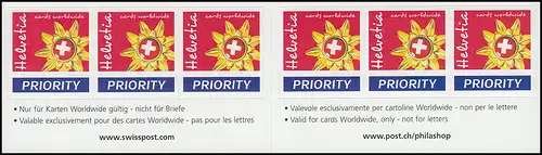 Schweiz Markenheftchen 0-130, Feriengrüße: cards worldwide 2002, **