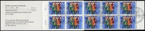 Schweiz Markenheftchen 0-88, Pro Juventute Freizeitbeschäftigungen 1990, ESSt