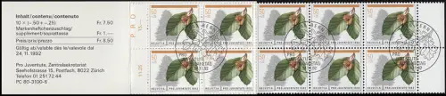Schweiz Markenheftchen 0-93, Pro Juventute Waldbäume Rotbuche 1992, ESSt Eiche
