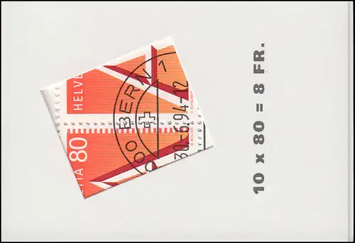 Suisse Carnets de marques 0-98, marque A-Post 1994, ET-O Berne