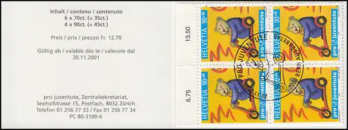 Suisse Carnets de marques 0-124, Histoires animales pro Juventute 2001, ESSt