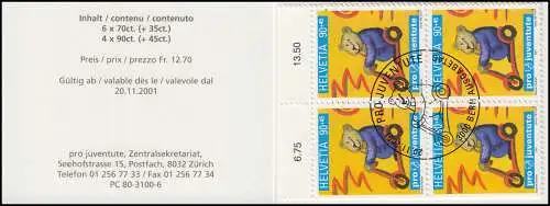 Suisse Carnets de marques 0-124, Histoires animales pro Juventute 2001, ESSt
