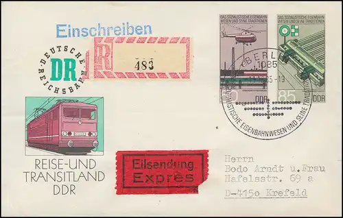 U 3 Eisenbahn mit Not-R-Zettel (Ortsangabe fehlt) Eil-R-Bf. SSt BERLIN 11.10.85