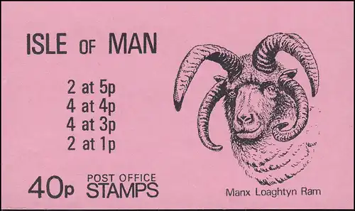 Île de Man Carnet de Marques 7, timbres francs Armoiries 40 Pence 1980, ** frais de port
