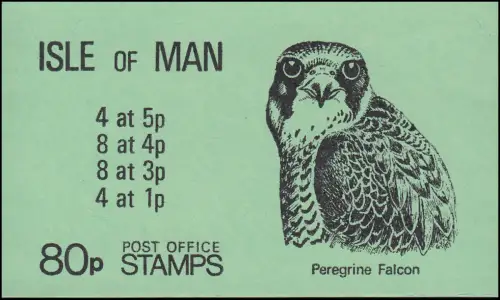 Île de Man Carnet de Marques 8 Faucon, timbres francs Armoiries 80 Pence ** frais de port