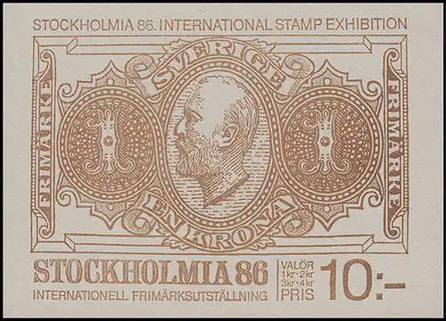 Markenheftchen 94 STOCKHOLMIA'86 Ausgabe 1983, mit spiegelverk. FN 2, **