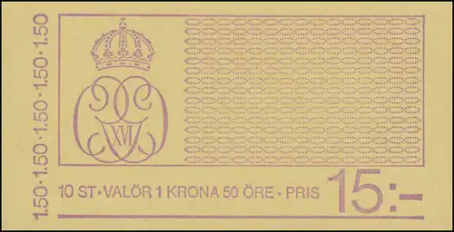 Carl XVI, Gustaf 1,50 Kr. 10x 1113D, numéro de forme 2, **