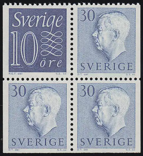 Schweden Heftchenblatt 5 aus MH 2aa Ziffern / König Gustav VI. Adolf **