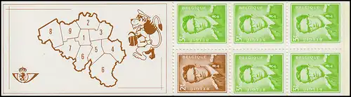 Belgien-Markenheftchen 21 König Baudouin 20 Franc 1970, mit Zählbalken **