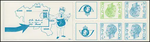 Belgien-Markenheftchen 24 König Baudouin 15 Franc 1973, mit Zählbalken **