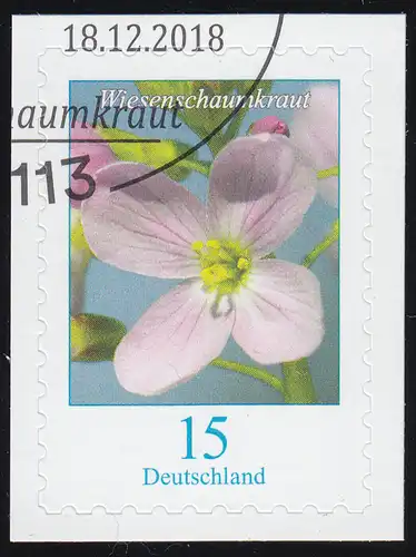 3431 Blume Wiesenschaumkraut 15 Cent, selbstklebend auf neutraler Folie, O