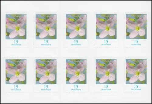 FB 82 Blume Wiesenschaumkraut 15 Cent, Folienblatt mit 10x 3431, postfrisch **