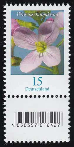 3424 Wiesenschaumkraut 15 Cent, mit großer Nummer und Codierfeld **