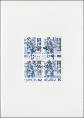 Suisse 1325 Ville-Porte-parole 1986, carte de voeux PTT pour la fin de l'année