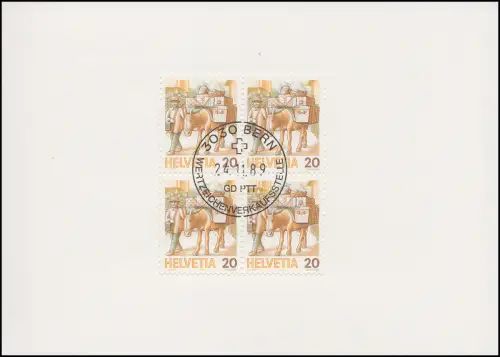 Suisse 1340 Maultierpost 1989, carte de voeux PTT à la fin de l'année