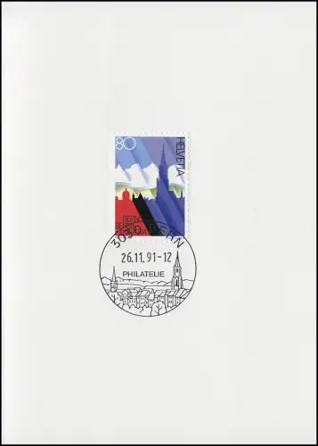 Suisse 1443 Jubilé 800 ans de Berne 1991, carte de voeux PTT à la fin de l'année