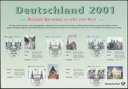 Deutschland 2001: Dokumentation Briefmarken mit Doppelnominalen SWK und Frauen