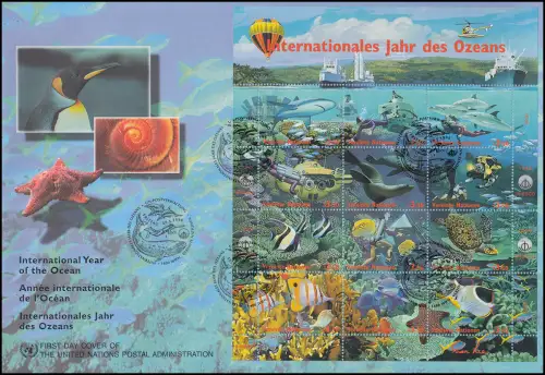 UNO Vienne 252-263 Année de l'océan - Petit arc sur le FDC de bijoux 20.5.1998