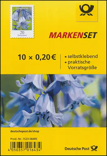 FB 83 Blume Hasenglöckchen 20 Cent, Folienblatt mit 10x3432, postfrisch **