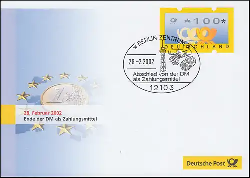Introduction de l'euro: SSt Berlin 28.02.02 Au revoir au DM comme moyen de paiement