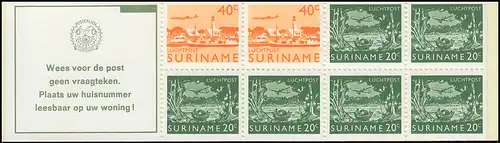 Surinam Markenheftchen 4 Luftpostmarken 40 und 20 Ct., Wees ... 1978