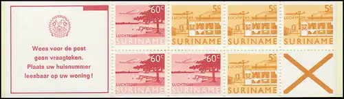 Surinam Markenheftchen 5 Luftpostmarken 5 und 60 Ct., Wees ... 1978