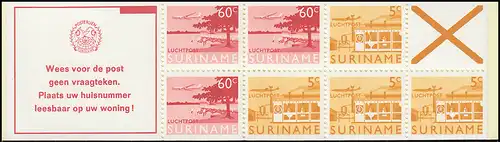 Surinam Markenheftchen 6 Luftpostmarken 60 und 5 Ct., Wees ... 1978