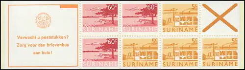 Surinam Carnets de marques 6 timbres aéropostaux 60 et 5 Ct., Gardien ... 1978