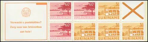 Surinam Markenheftchen 6 Luftpostmarken 60 und 5 Ct., Verwacht ... 1978