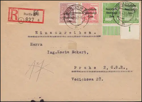 185P et W (couleurs!) Impressions SBZ Conseil de contrôle II + ZF sur R-Bf. BERLIN 16.4.49