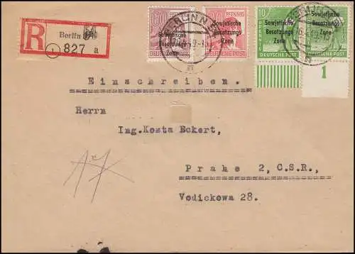 185P und W (Farben!) SBZ-Aufdrucke Kontrollrat II + ZF auf R-Bf. BERLIN 16.4.49