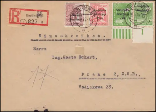 185P und W (Farben!) SBZ-Aufdrucke Kontrollrat II + ZF auf R-Bf. BERLIN 16.4.49