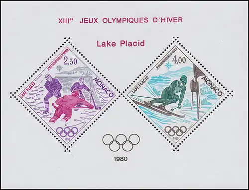 Monaco 1419-1420 Pression spéciale sous forme de bloc Olympia Lake Placid 1980