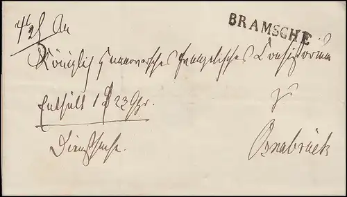 Hannover Vorphilatelie Briefhülle Einzeiler BRAMSCHE nach Osnabrück (um 1845)