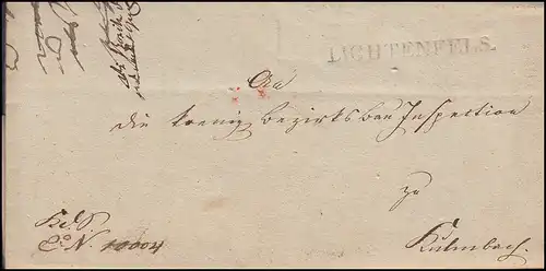 Bayern Vorphilatelie 1829: Blückschrift Einzeiler LICHTENFELS da Kulmbach