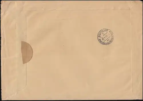 Durch Deutsche Dienstpost Böhmen=Mähren R-Bf. Budweis 19.4.40 nach STUTTGART