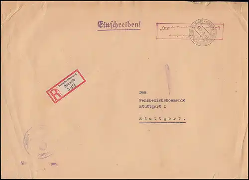 Poste de service allemand Böhmen - Moravie R-Bf. BUDWEIS 27.2.40 selon STUTTGART