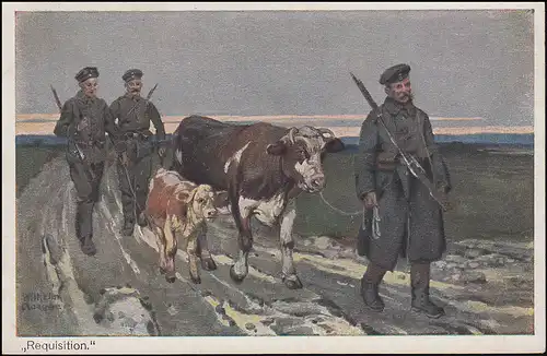 Poste de terrain S.B. I. B.L.J.R. 84 sur AK Requisition Soldats avec vaches, 16.11.16