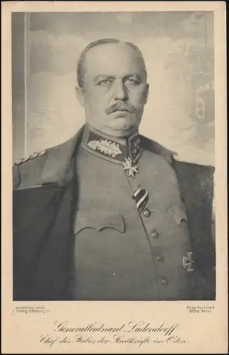 Wofa-Postkarte Generalleutnant Ludendorff als Feldpostkarte VAREL 14.2.16
