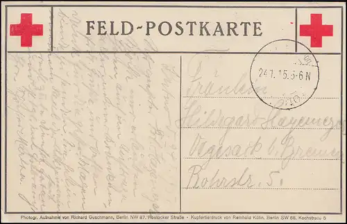 Feldpostkarte Rotes Kreuz 24.1.15 Weihnachtsgabe auf Befehl S.M. des Kaisers 