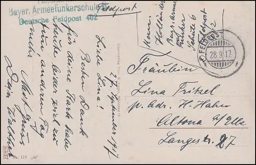 Poste de terrain Bayer. École de radio de l'armée 6 sur AK Capture d'un avion 28.9.17