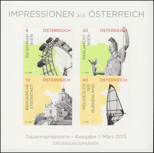 3183-3198 Impressionen aus Österreich, zwei Folienblätter, Sonderdrucke der Post