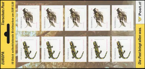 2648-2649 Protection des animaux: salamandre et cancer du fleuve, feuille feuille, **