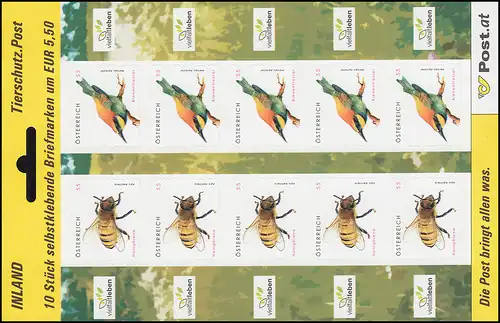 2819-2820 Bien-être animal: abeille et mangeur d'abeilles, feuille feuille, **