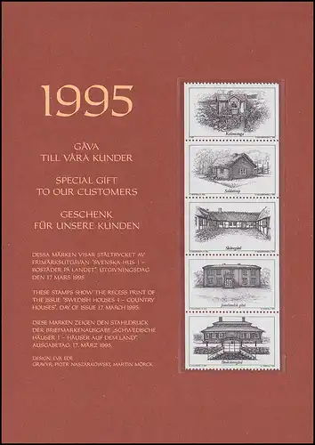 Schweden PFA-Jahresgabe 1995: Schwedische Häuser, Schwarzdruck / Sonderdruck